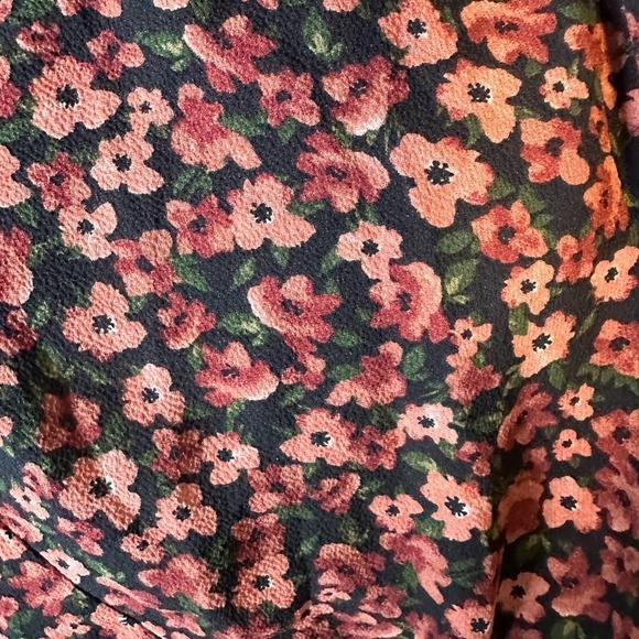 Zara Dark Floral Smocked High Neck Long Sleeve Ruffle Hem Mini Dress Size M - Picture 11 of 13